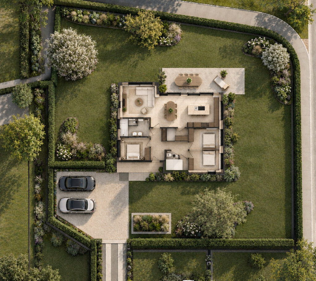 Moderne woning met aangelegde tuinluxe